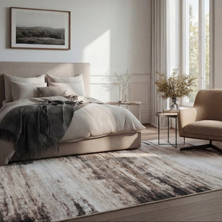 Soft Washable Brown Abstract Rug - Taron