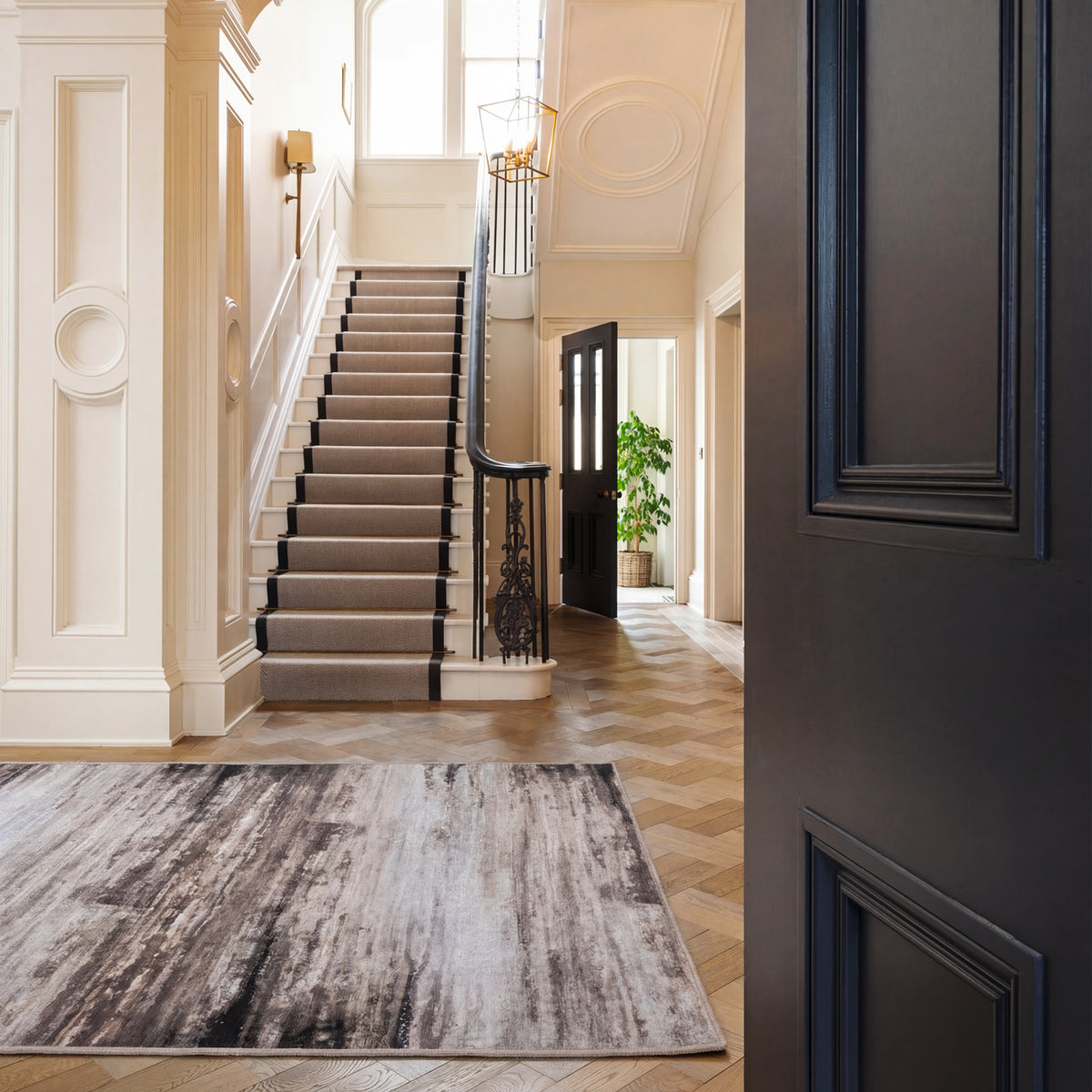 Soft Washable Brown Abstract Rug - Taron