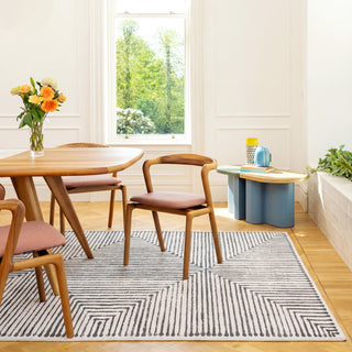 Soft Washable Black Geometric Rug - Maverick