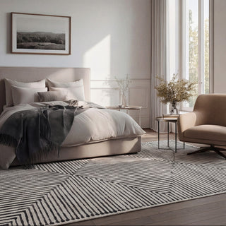 Soft Washable Black Geometric Rug - Maverick