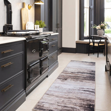 Soft Washable Brown Abstract Runner - Taron