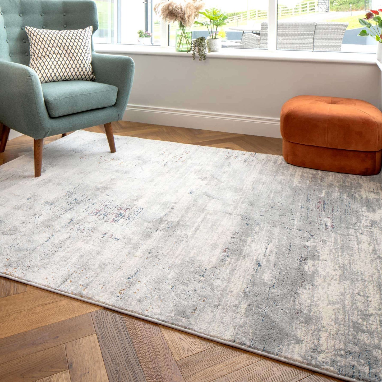 Simple Gray Distressed Rug Grey Distressed Multicoloured Abstract Living Room Rug | Living Room ...