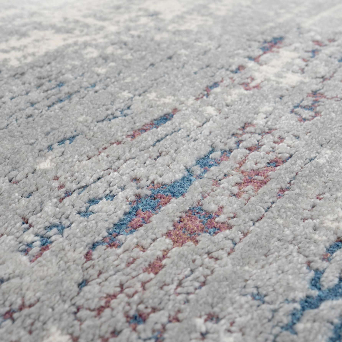 Grey Distressed Multicoloured Abstract Living Room Rug