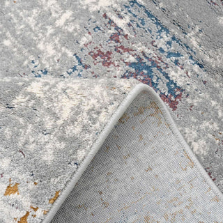 Grey Distressed Multicoloured Abstract Living Room Rug