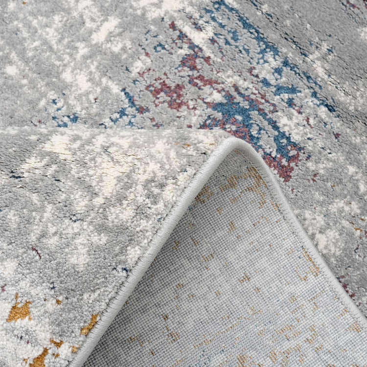 Grey Distressed Multicoloured Abstract Living Room Rug