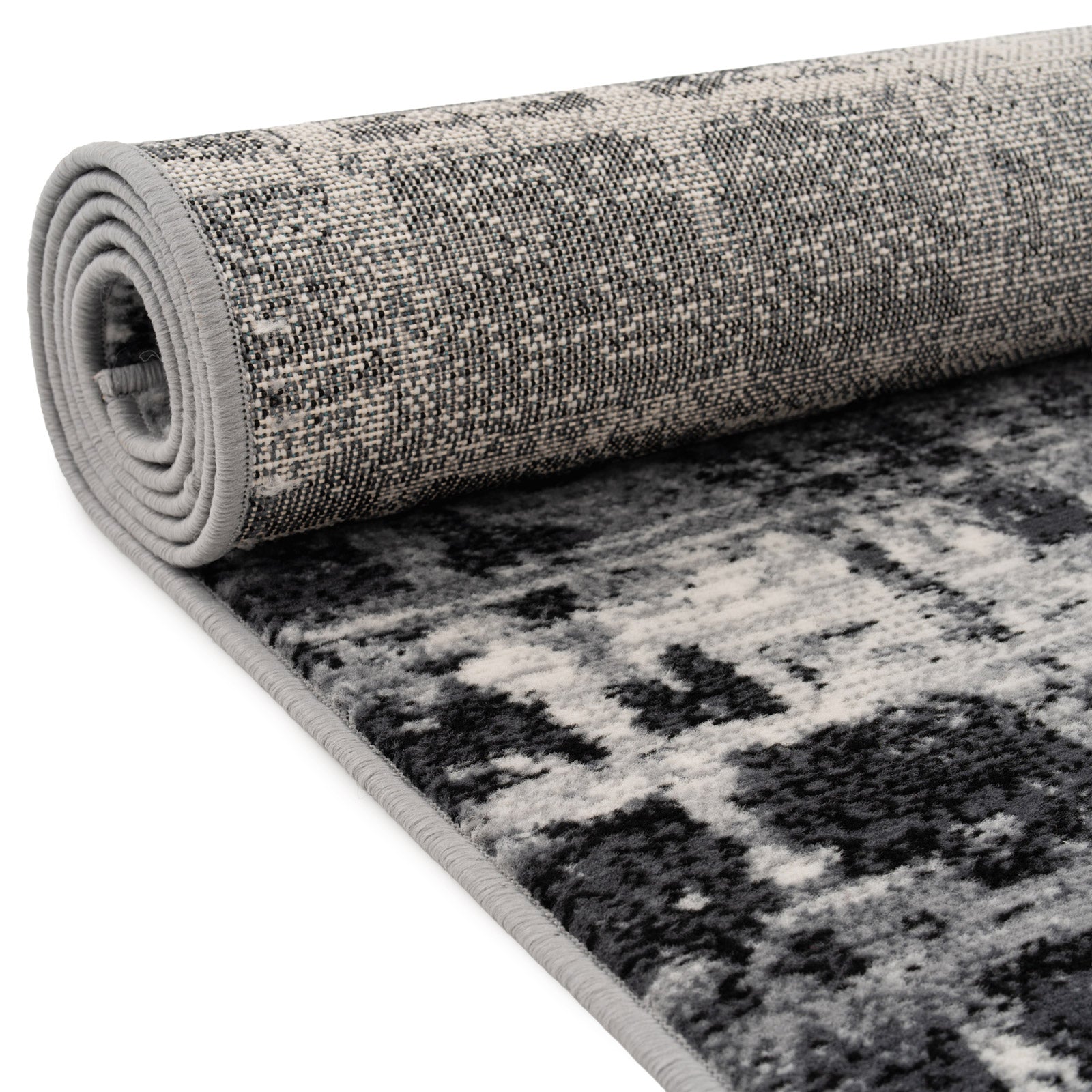 Abstract Black Grey Stair Carpet Runner - Cut to Measure