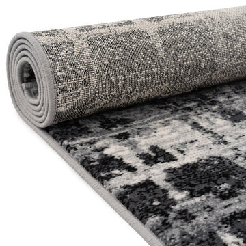 Abstract Black Grey Stair Carpet Runner - Cut to Measure