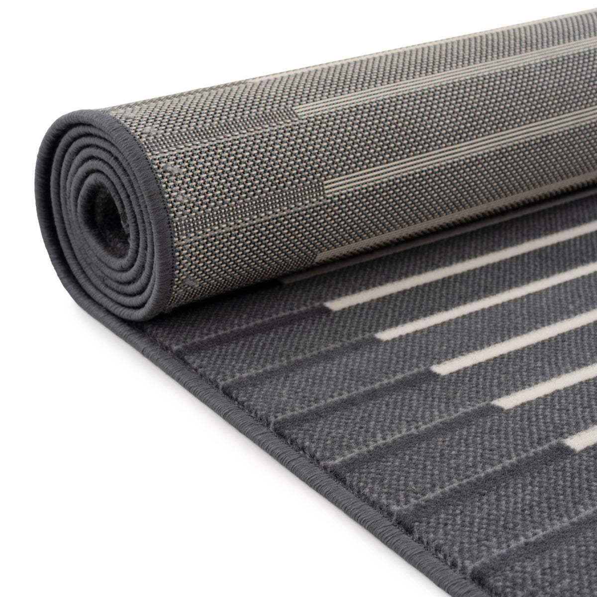 Grey Striped Stair Carpet Runner - Cut to Measure