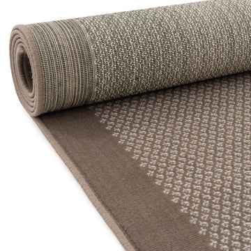 Beige Bordered Stair Carpet Runner - Cut to Measure