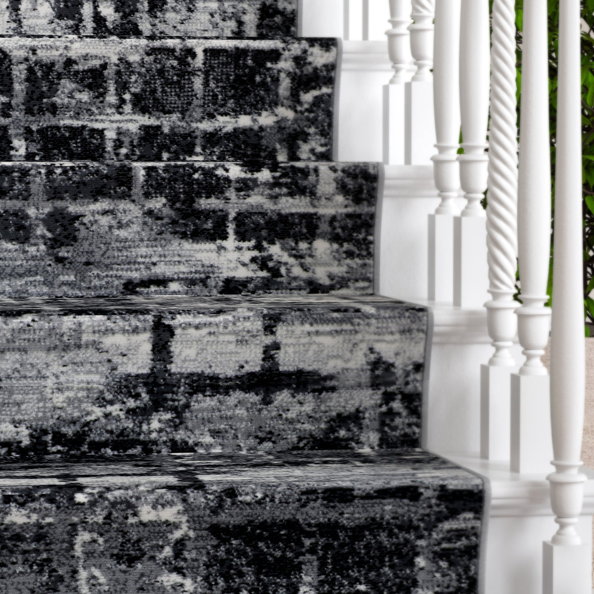 Abstract Black Grey Stair Carpet Runner - Cut to Measure