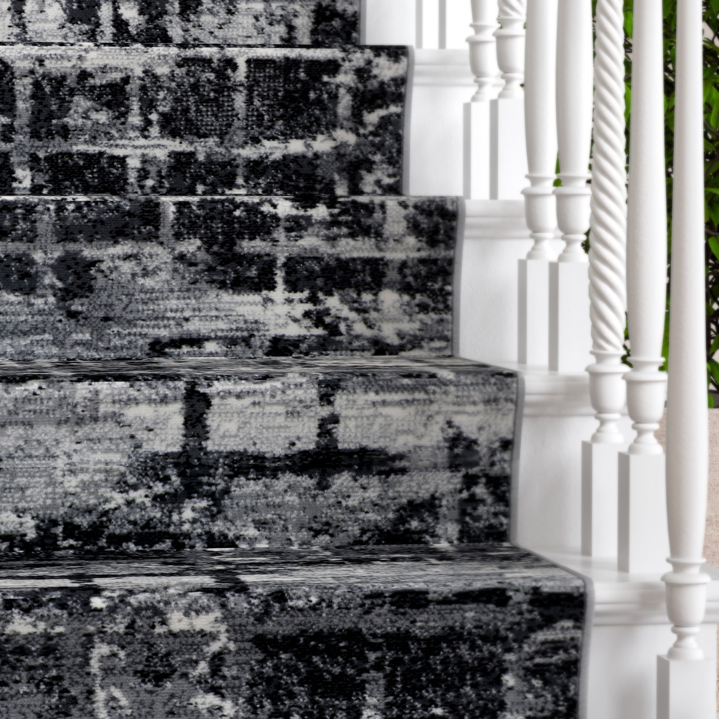 Abstract Black Grey Stair Carpet Runner - Cut to Measure