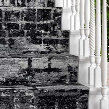 Abstract Black Grey Stair Carpet Runner - Cut to Measure