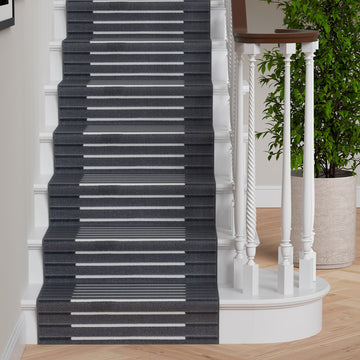 Grey Striped Stair Carpet Runner - Cut to Measure