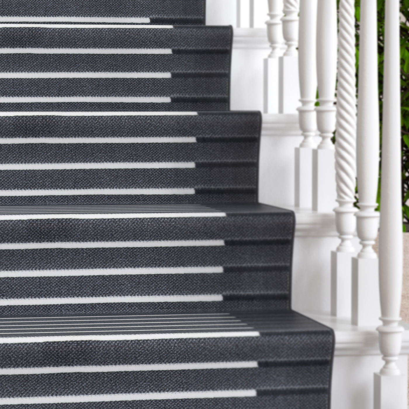 Grey Striped Stair Carpet Runner - Cut to Measure