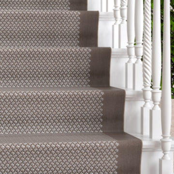 Beige Bordered Stair Carpet Runner - Cut to Measure