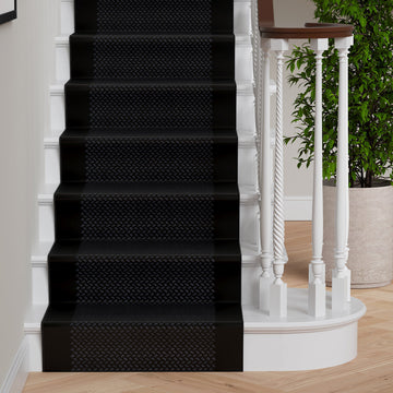 Black Bordered Stair Carpet Runner - Cut to Measure