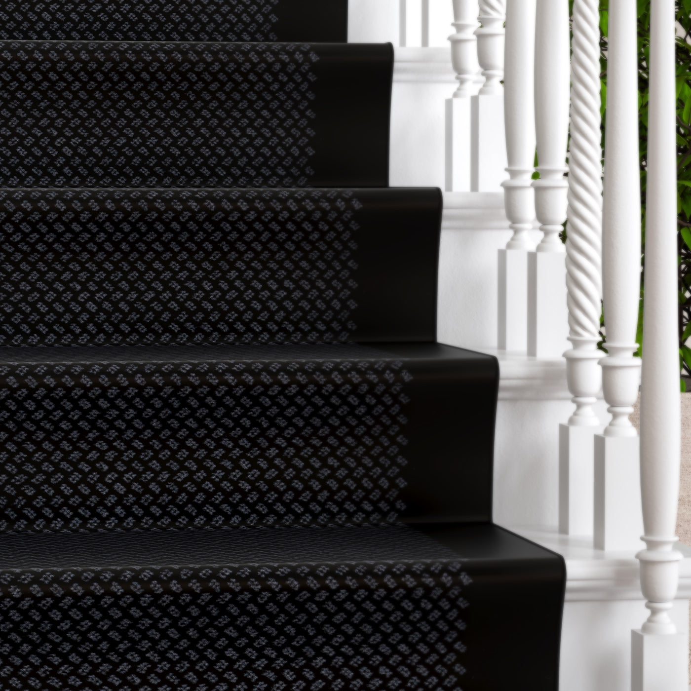 Black Bordered Stair Carpet Runner - Cut to Measure