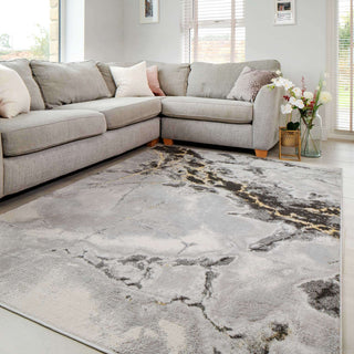 Modern Grey Marble Textured Area Rug