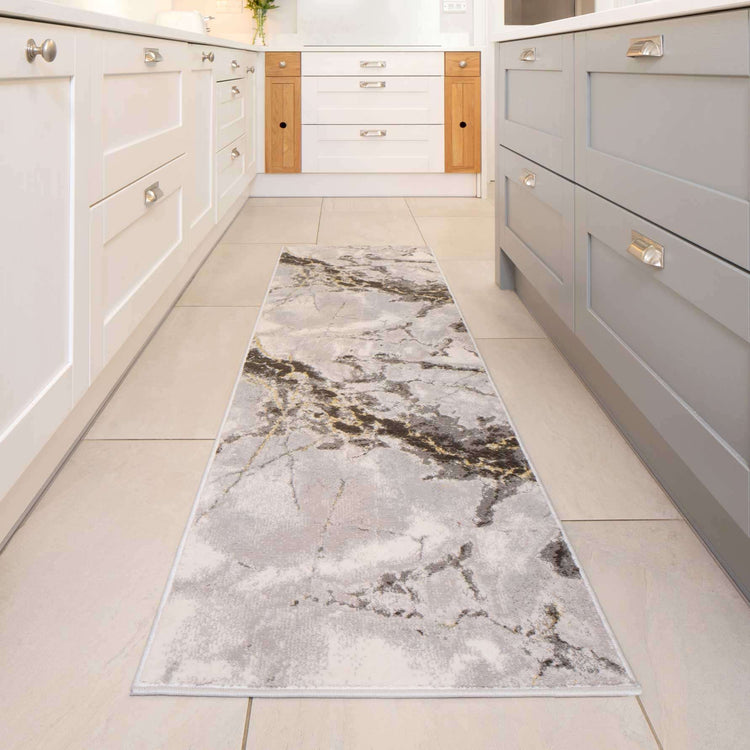 Modern Grey Marble Textured Area Rug