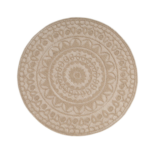 Damask Beige Circle Rug