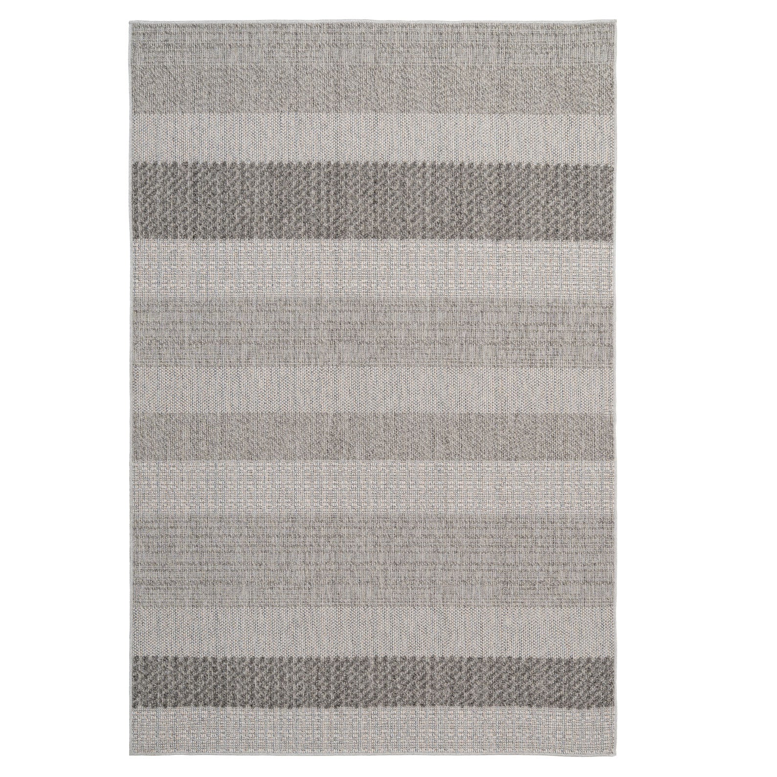 Grey Striped Loop Pile Rug