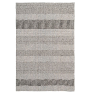 Grey Striped Loop Pile Rug