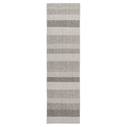 Grey Striped Runner Rug