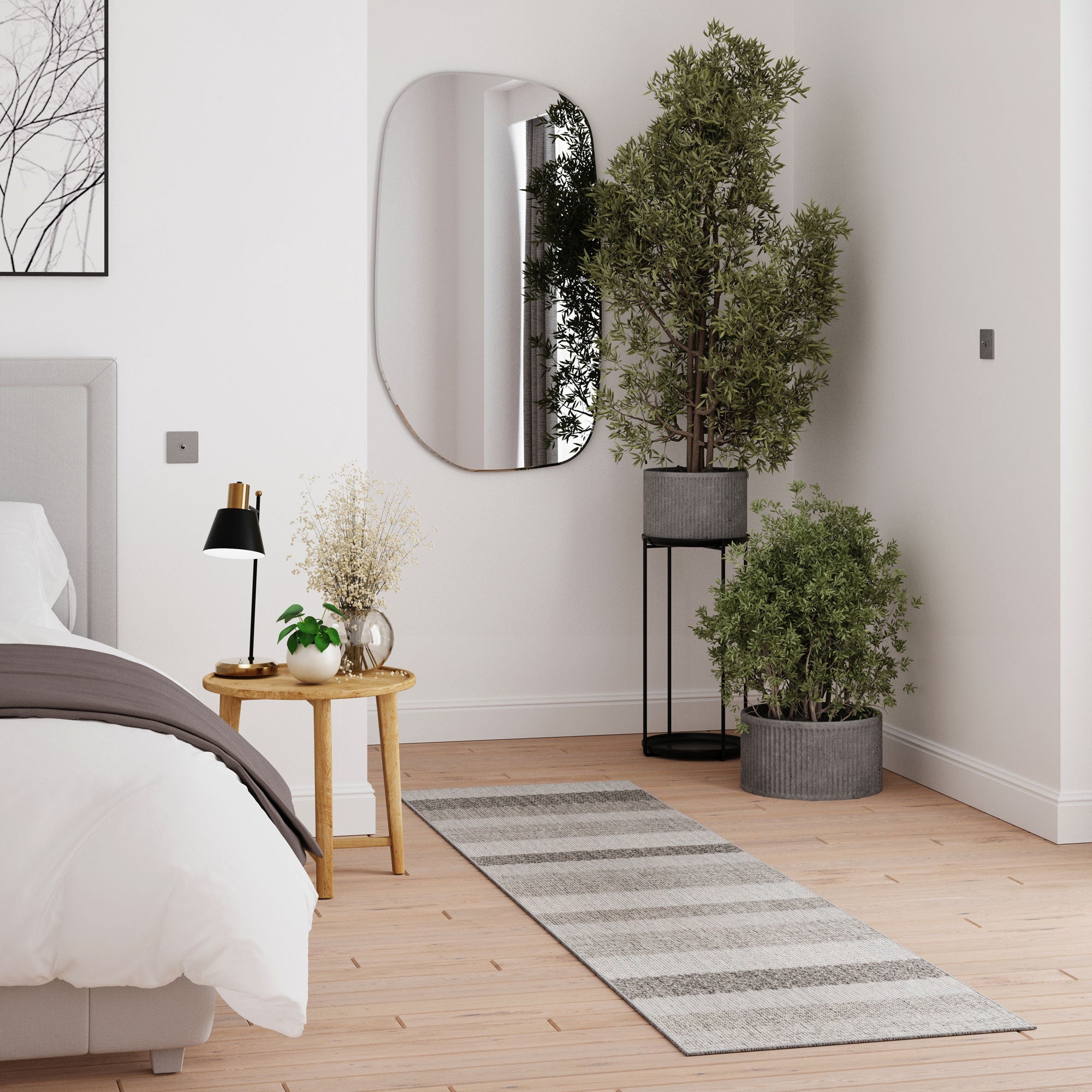 Grey Striped Runner Rug