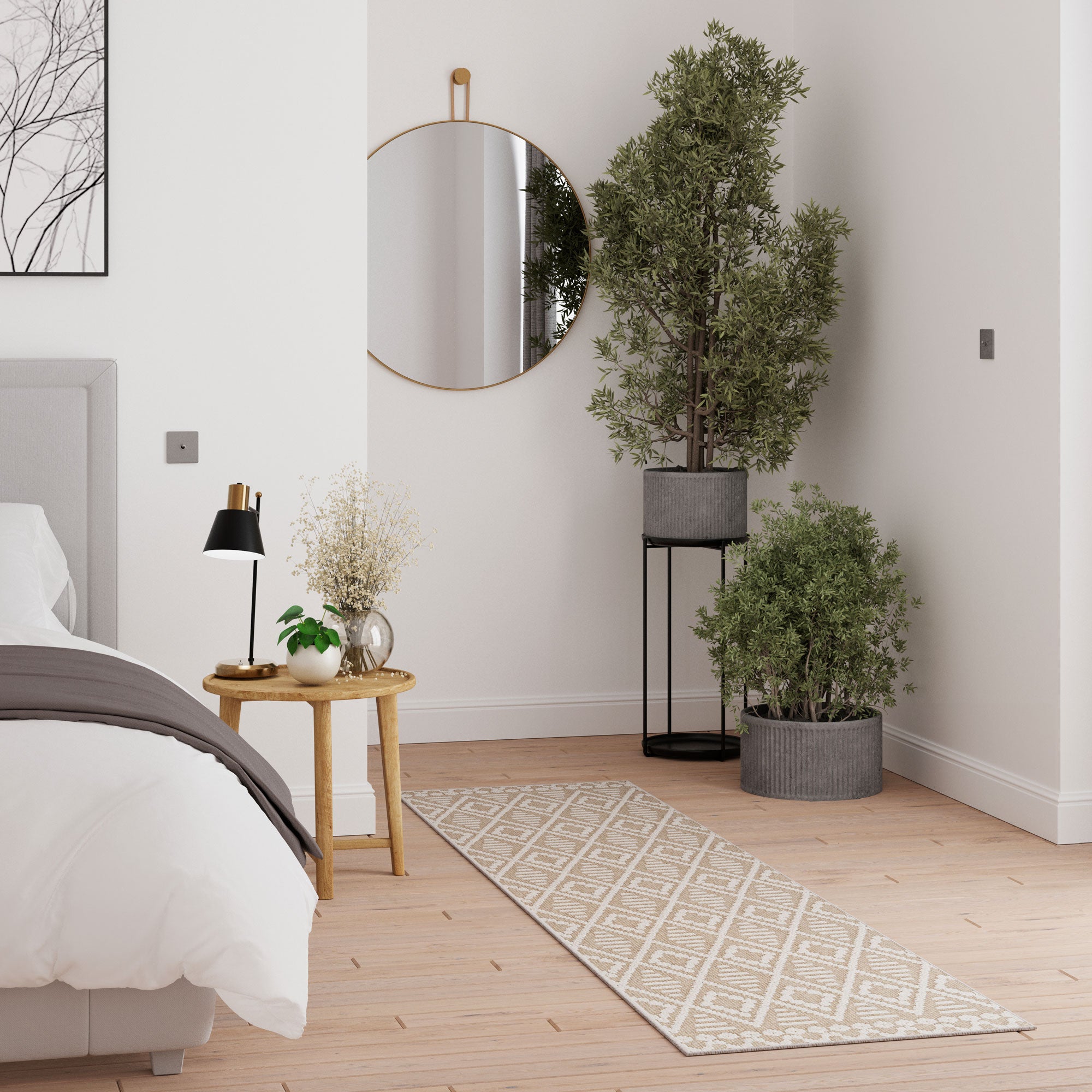 Beige Diamond Loop Pile Rug