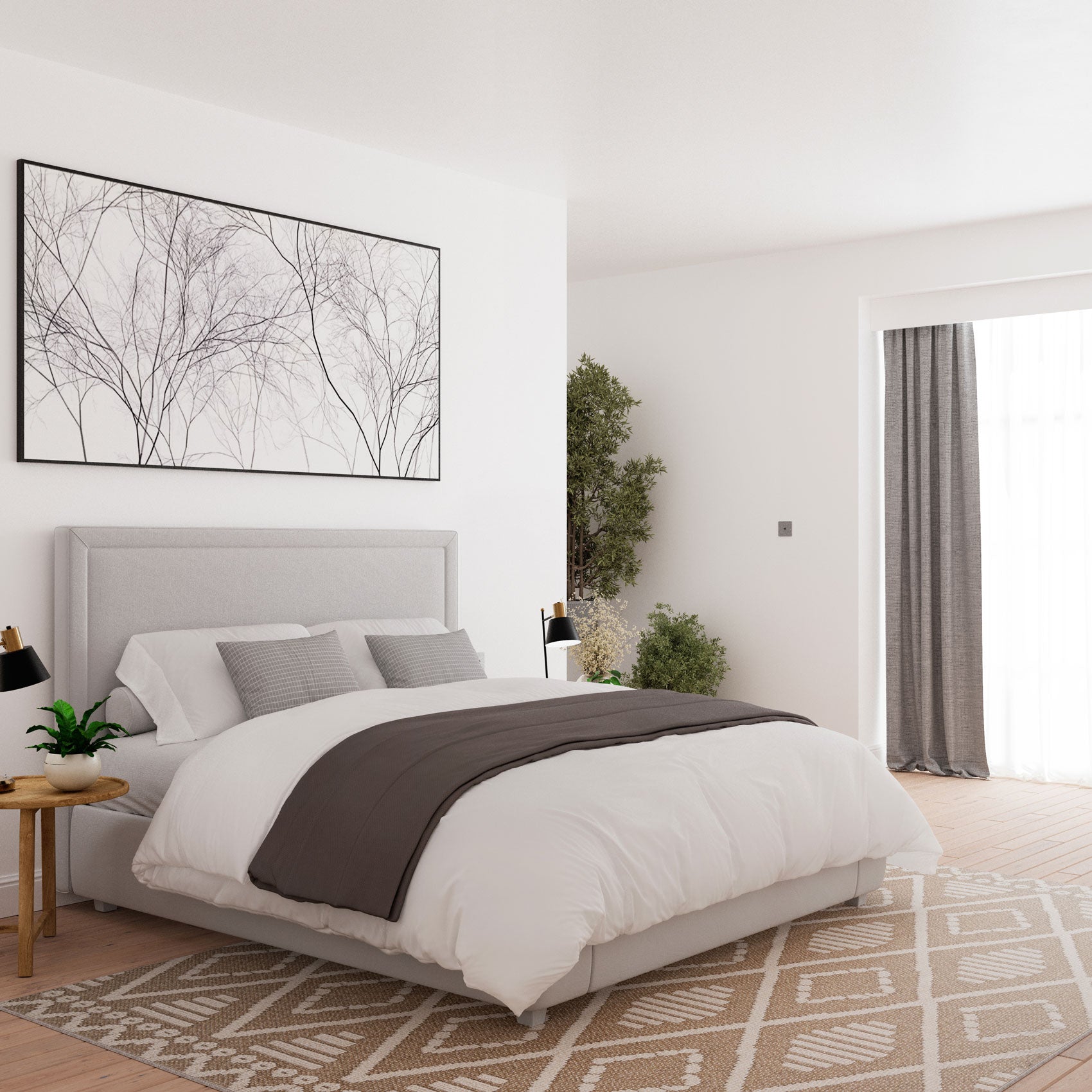 Beige Diamond Loop Pile Rug