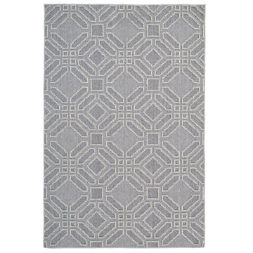 Blue Geometric Loop Pile Rug