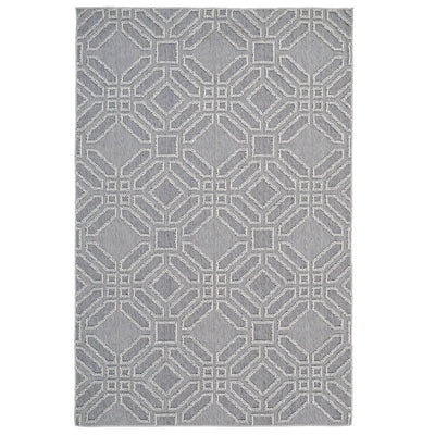 Blue Geometric Loop Pile Rug