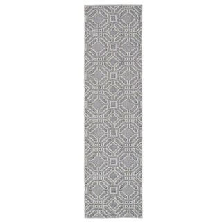 Blue Geometric Loop Pile Rug