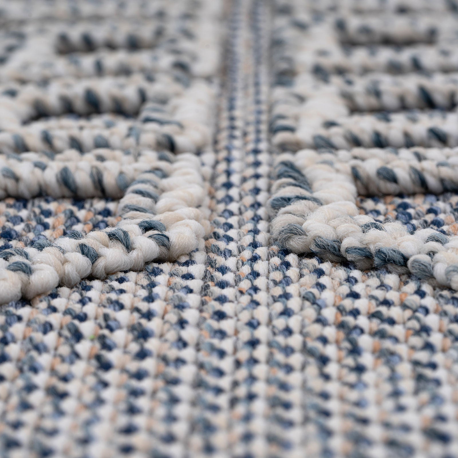 Blue Geometric Loop Pile Rug