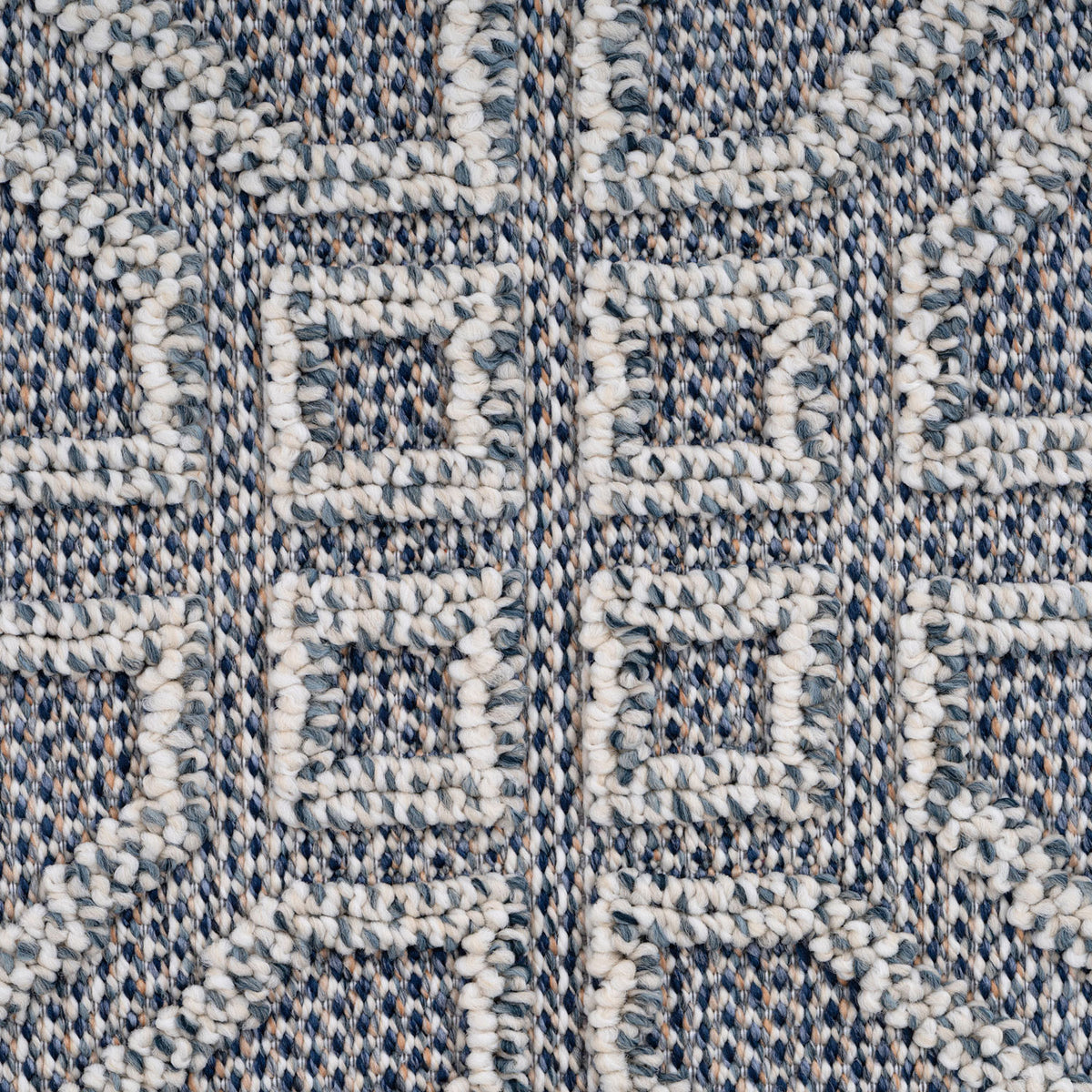 Blue Geometric Loop Pile Rug
