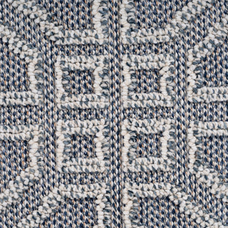 Blue Geometric Loop Pile Rug
