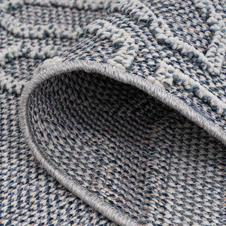 Blue Geometric Loop Pile Rug