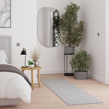 Blue Geometric Loop Pile Rug