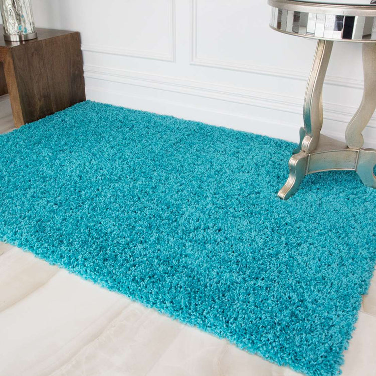Soft Teal Blue Shaggy Runner Rug