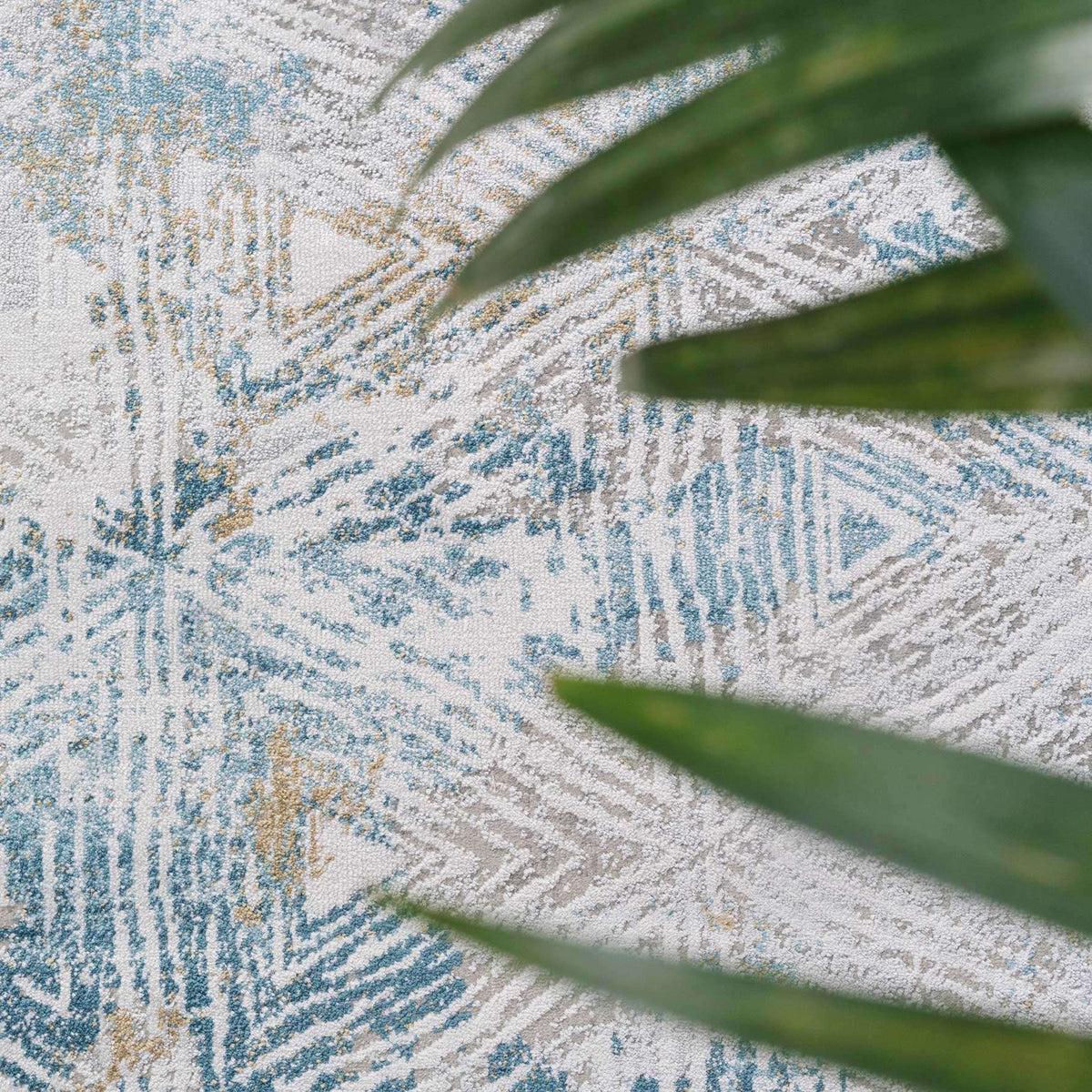 Teal Blue Cloudscape Living Room Rug