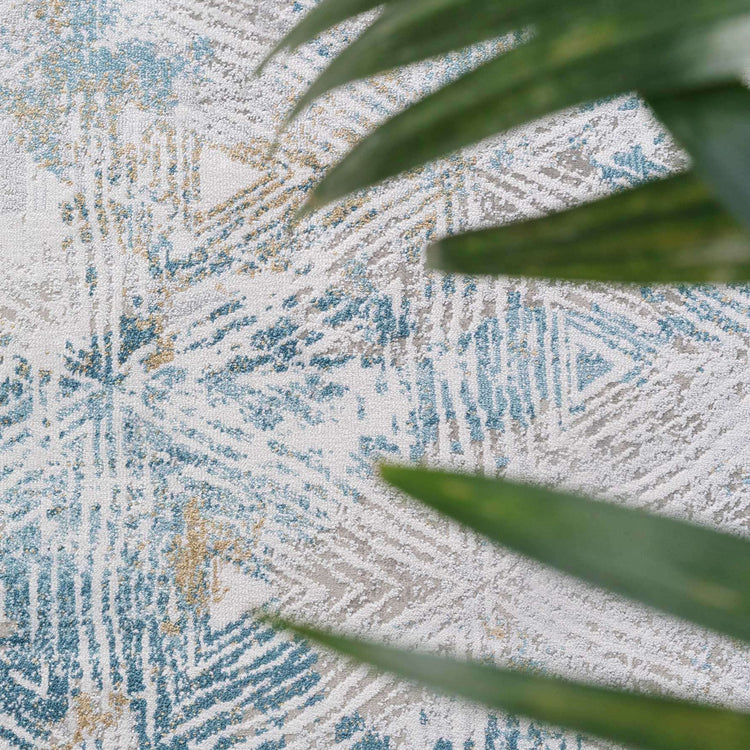 Teal Blue Cloudscape Living Room Rug