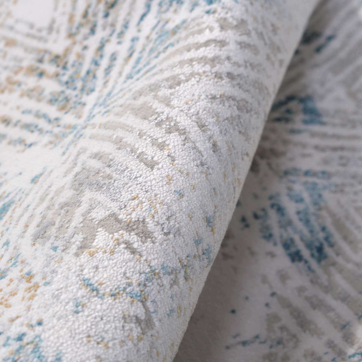 Teal Blue Cloudscape Living Room Rug
