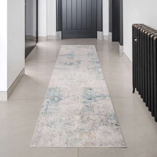 Teal Blue Cloudscape Living Room Rug