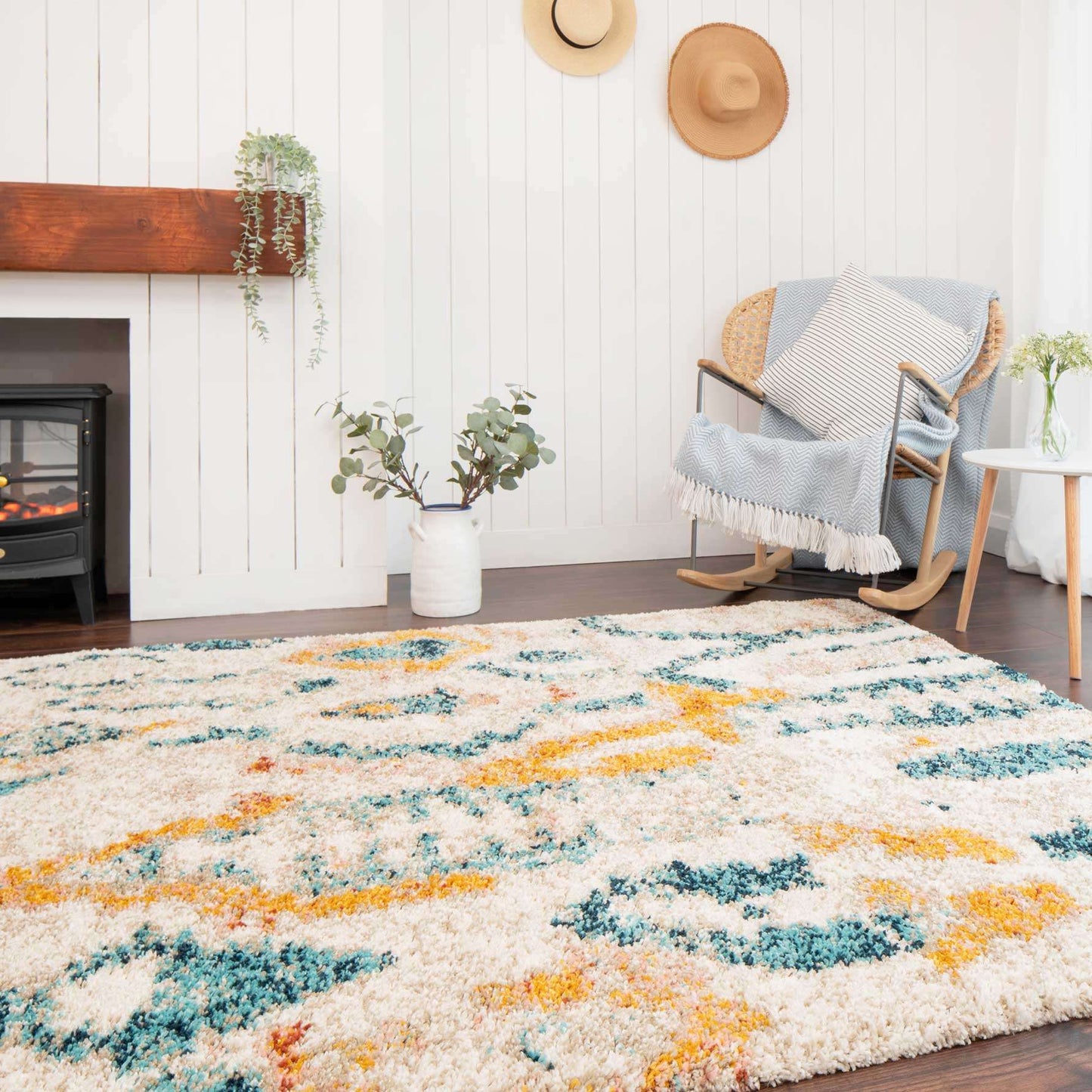 Super Soft Abstract Moroccan Shaggy Rug - Bella | Living Room Rugs ...
