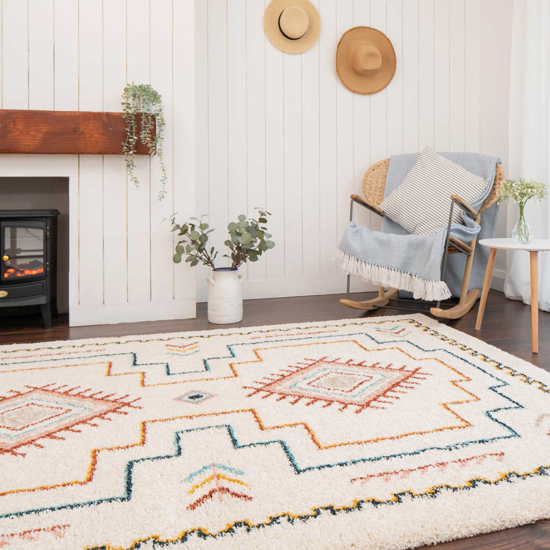 Super Soft Aztec Berber Shaggy Rug - Mallory | Living Room Rugs ...