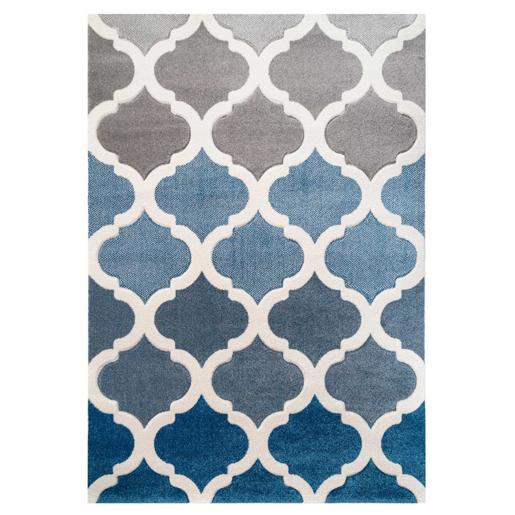 Fresh Trellis Blue Living Room Rug