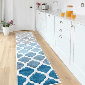 Fresh Trellis Blue Living Room Rug