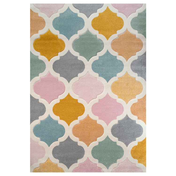 Colourful Pastel Trellis Area Room Rug