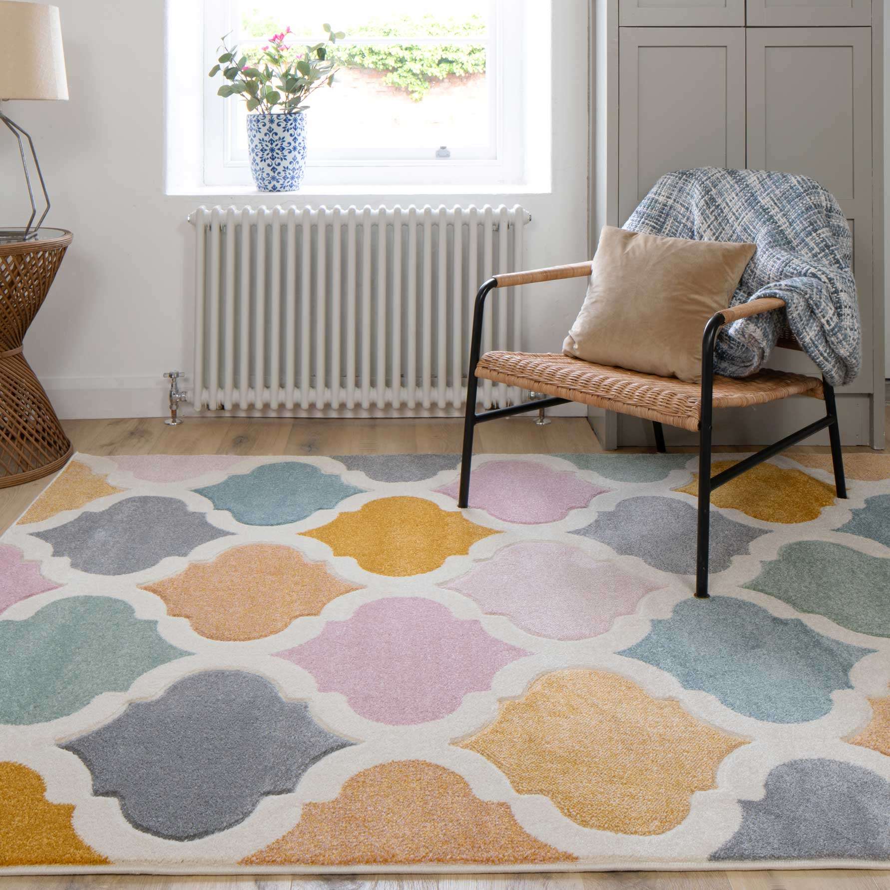 Colourful Pastel Trellis Area Room Rug