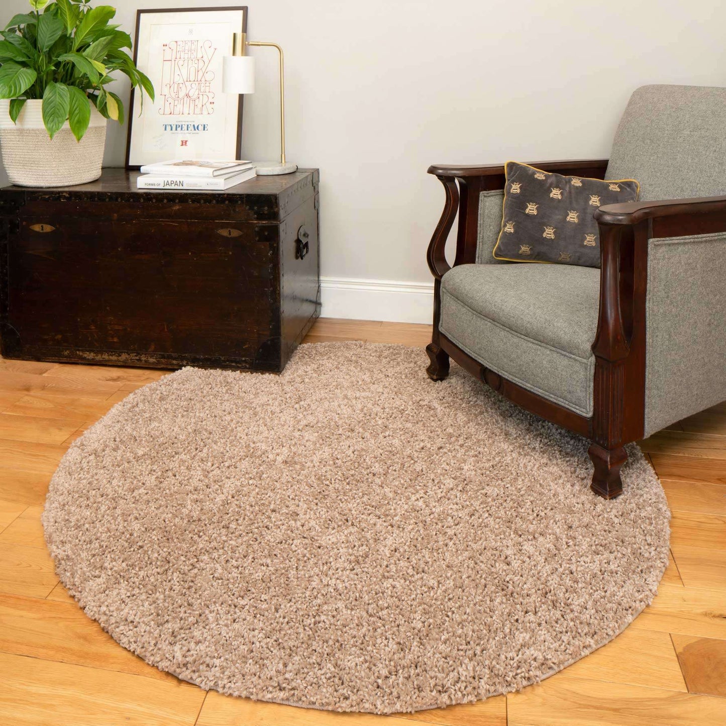 Oatmeal Shaggy Circle Rug | Living Room Rugs | Kukoon Rugs Online